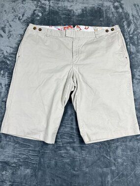 Tommy Hilfiger Womens 22 Beige Chino Shorts Floral Waist Detail